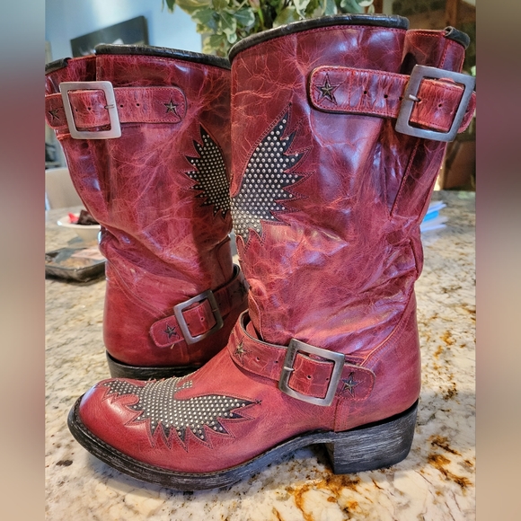 Old Gringo Shoes Nwob Old Gringo Iron Eagle Red Motorcycle Boots 9